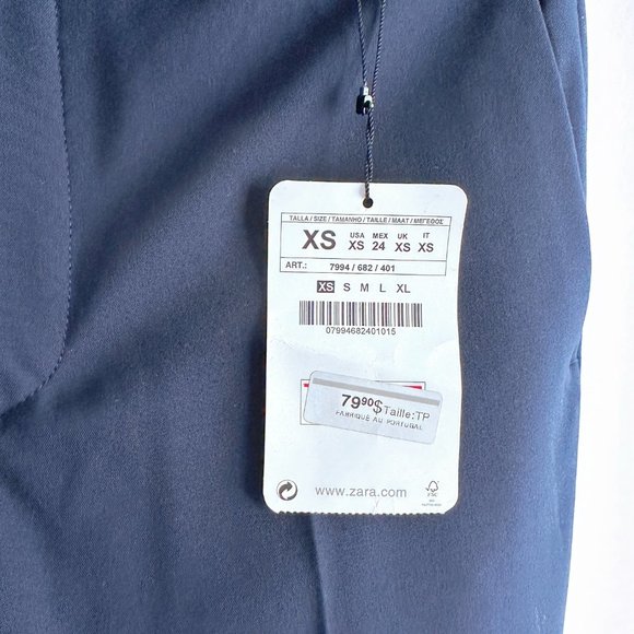 Zara Pants With Fabric-Covered Belt in Navy - Size XS - Picture 4 of 4